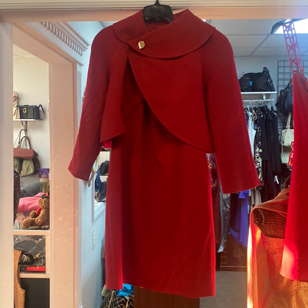 Tahari Red Dress with Matching Removable Bolero Jacket